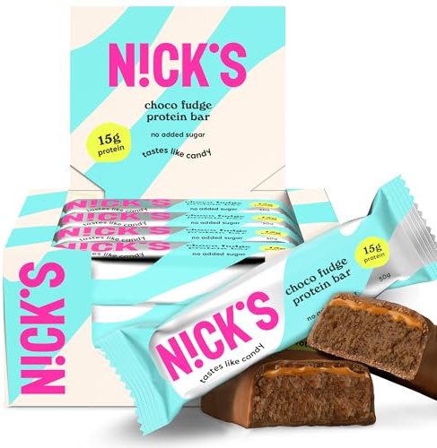 N!CK'S Keto Protein Bar Choco Fudge, 50g, 12-Pack | 15g Protein, 179 Calories, Low Carb, No Added Sugar, Gluten Free