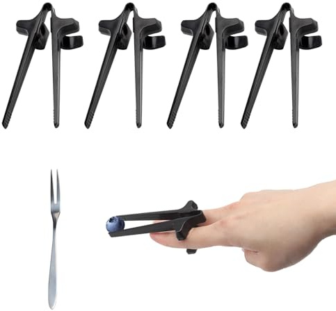 4 Pcs Eco-Friendly Plastic Finger Chopsticks,Lazy Auxiliary Food Clips Tweezer Reusable Snack Chopsticks Enjoy in Style Can be Reused to Play Games for Work and Study at Home and in The Kitchen