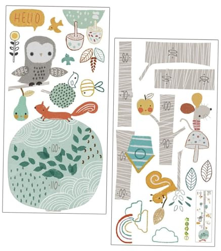 Wandaufkleber mit Tiergrößentabelle Baum Tiere 1 Satz Pvc | Kinderzimmer Deko, Kreative Cartoon Optik, 1 Satz, Passende Wandgestaltung für Flure