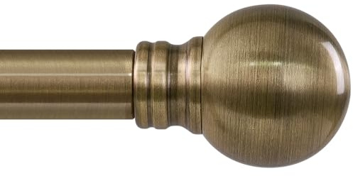 Antique Bronze Curtain Rods for Windows 66 to 120 Inch 1 Diameter Adjustable Heavy Duty Brass Window Curtain Rod with Metal Finials for Living Room Bedroom Farmhouse Kitchen Outdoor