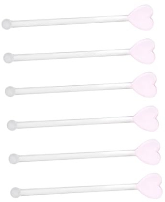 TOYANDONA Glass Stirring Rods Set 6pcs Handmade Heart-Shaped Coffee Juice Wine Stirrer Sticks for Bar and Home Mixing