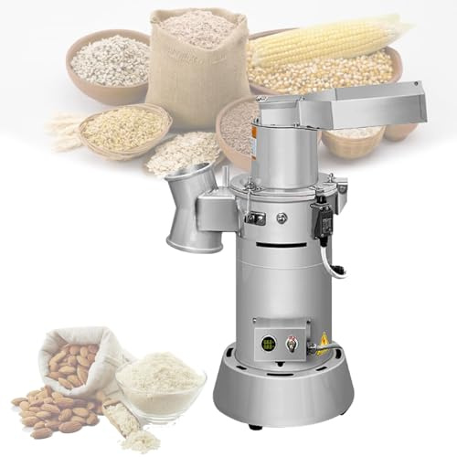 Mulino per farina in acciaio inossidabile 304, mulino elettrico per cereali, frantoio per cereali ad alimentazione continua, adatto per alimenti secchi, spezie, cereali, mais.