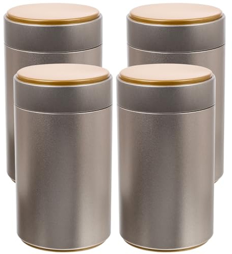 FIXOSHEE Contenitore per Tisane per Conservazione Alimenti in Latta con Coperchio Ermetico Set 4pezzi Design Elegante in Latta Stagnata in Cucina e Viaggi