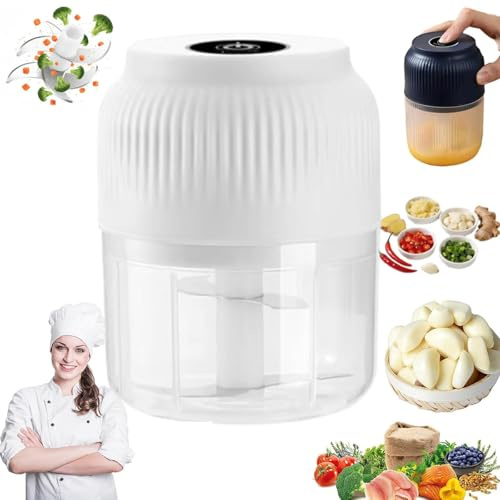 Elektrisk vitlökshackare, trådlös mini bärbar grönsakshackare med 4 blad, för vitlök, grönsaker, lök, sallad, ingefära, kött köksprylar white 1PCS