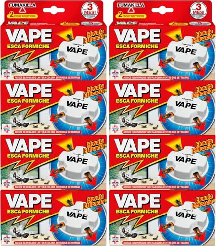 Vape Esca Formiche Insetticida Elimina Intero Nido e Colonia Durata 3 Mesi per Ambienti Interni ed Esterni Prodotto Biocida - 16 Esche