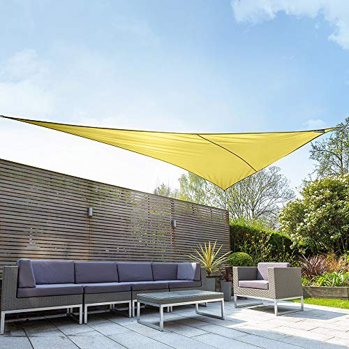 Kookaburra Waterproof Garden Sun Shade Sail Canopy in Yellow 98% UV Block (6m x 4.2m Right Angle Triangle)