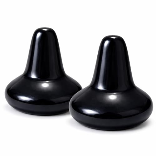 Set di 2 manopole Shiatsu pietra massaggiatori per collo, spalle, schiena e piedi, per impastare massaggi terapeutici a percussione (ossidiana nera)