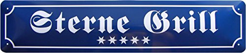 Sterne-Grill Ecke Platz Party Bar Straßenschild Blechschild 46x10 cm STR128