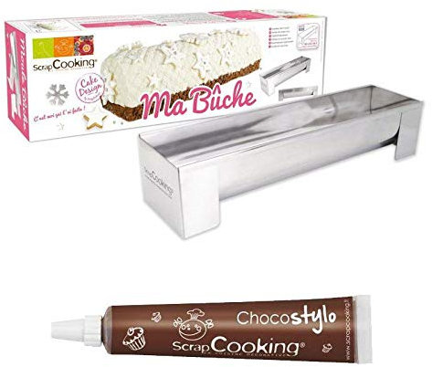Moule en inox pour bûche de Noël + 1 Stylo chocolat