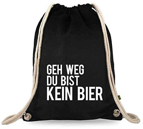Turnbeutelliebe® Turnbeutel mit Spruch - Verschiedene Designs - Bedruckt - Baumwolle schwarz - Sportbeutel - Rucksack - ca. 12 Liter - 37 x 46 cm