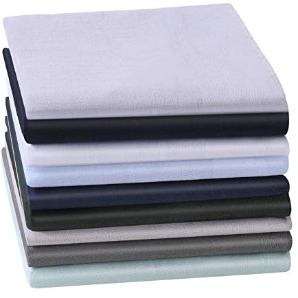 HOULIFE Homme Mouchoirs Tissu Uni en Pur Coton Peigné Classique pour Usage Quotidien Mariage Lot de 9/12 Pièces 40x40cm (Multicolore, 9)