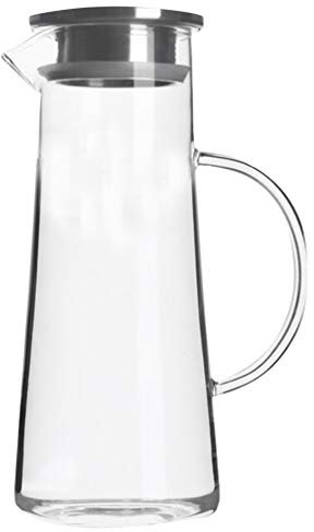 HEMOTON 2L 68Oz Pichet en Verre avec Couvercle Glacé Thé Pichet Cruche Deau Chaude Froide Et Vin Et Café Jus de Boisson Carafe