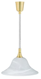Höhenverstellbare Zugpendelleuchte Messing mit Glasschirm Weiß Ø 38,5cm