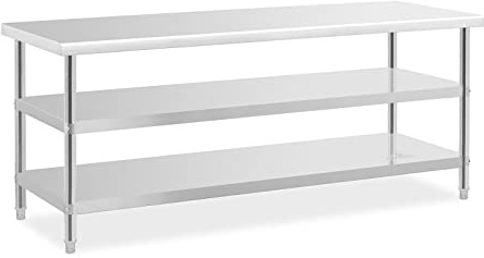 Royal Catering RCAT-200/70-PS3SH Edelstahltisch 200 x 70 cm 500 kg 2 Ablagen Edelstahl-Arbeitstisch Arbeitstisch Küche