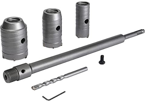 350 mm Mango redondo SDS Plus Vástago Broca para muro de hormigón Agujero Cortador de sierra Broca para muro de piedra de cemento y hormigón con expansión de 30/40/50 mm (Plata)