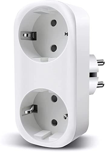 EXTRASTAR Doppia presa intelligente controllo WIFI, 16 A, timer, compatibile con Alexa e Google Home, Max 3680 W, Bianco, 1 pz