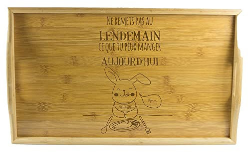 Plateau personnalisé avec Pieds (Plateau Rigolo en Bois avec Pieds gravé avec prénom)