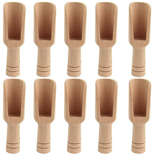 Mini Cucchiaio di Legno, 10 Pezzi con Manico Corto, per Caramelle, Sali, Miele, Spezie, Zucchero, Polveri, Caffè, Tè