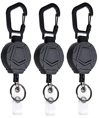 Pikioraz Schwerlastbereich Einziehbarer Schlüsselanhänger, Strapazierfähiger Karabiner-Ausweishalter, Schlüsselrolle für Hose Gürtel Rucksack (3 Stück)