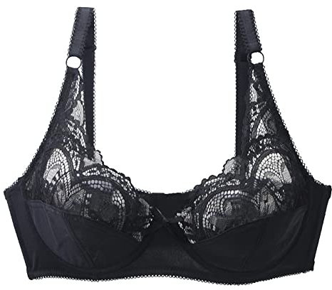 Necalisi Damen-BHS Schwarz Damen Push Up BH mit Bügel Body Make-up T-Shirt BH Alltag Komfort Leicht gepolsterter BH super Push up BH 100C
