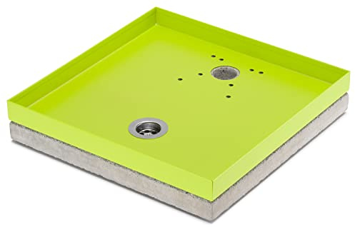 Base Portaciottolo per Fontane 40x40x8 cm in Metallo con Base in Cemento Belfer 42/BSE/10 Verde Acido
