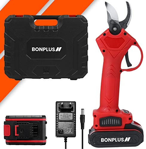 Sécateur Électrique Sans Fil avec 2x2000mAh Batteries, Coupe-Branches Électrique, Cisailles de Jardin pour Haies, Mallette de Transport, Gants et Lunettes de Protection Inclus