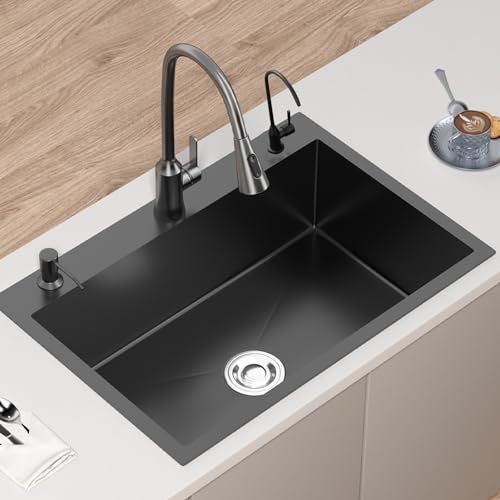 Inoxidable Fregadero, Fregadero de Cocina con Escurridor, Fregadero Bajo Encimera para Estación de Trabajo con Grifo Extraíble, para Cuartos de Servicio, Cocinas, Bares, Pubs ( Size : 75*45*20cm )