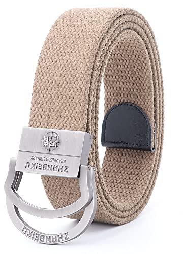 Canvas-Gürtel Für Männer,Verstellbarer Nylon-Canvas-Doppelring-Streifengürtel,Mit Metallschnalle, Langlebiger Und Robuster Hüftgurt Ohne Löcher,Militärstil Geeignet Für Outdoor-Reisen,Blau,11