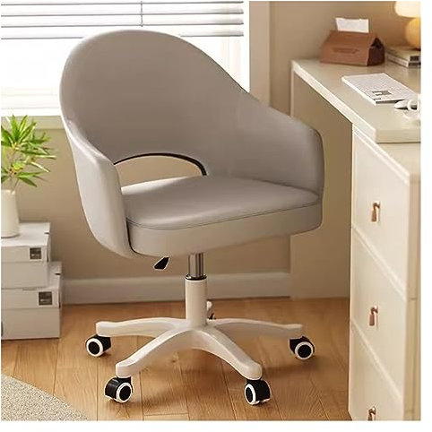 WIGSELBL Drehbarer Büro-Schreibtischstühle, Akzentstuhl, verstellbarer PU-Leder-Sessel mit Rollen, Computer-Tätigkeitsstuhl mit mittlerer Rückenlehne, Make-up-Schminkstuhl für kleinen Raum (Farbe: