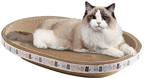 Rascador para gatos, rascador para gatos, forma resistente, rascador ovalado, rascador para gatos, redondo y duradero, de cartón, para gatos de interior, gatitos, perros – Plato rascador Pe