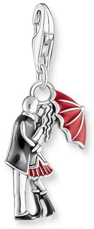 THOMAS SABO Charm-Anhänger küssendes Paar Silber 925 Sterlingsilber, Geschwärzt, Kaltemail