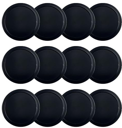 Kasteco 12 Pack 2.5 Inch Air Hockey Pucks for Small Size Table (Black, 64x4 mm)