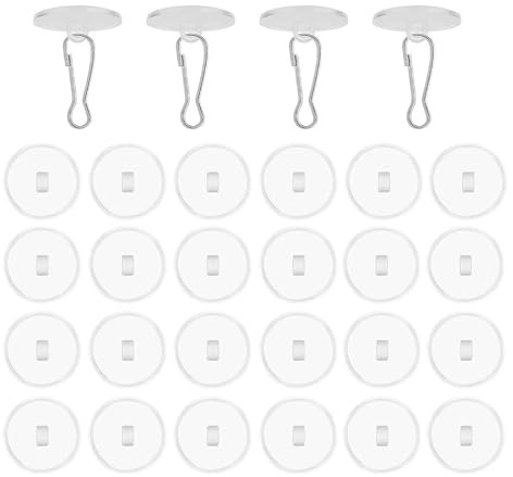VBNZBK Pack of 60 Transparent Self-Adhesive Ceiling Hooks, No Drilling, Ceiling Mounting Hooks with Flagpole Clips for Bedroom, Bathroom, Decorative Hooks