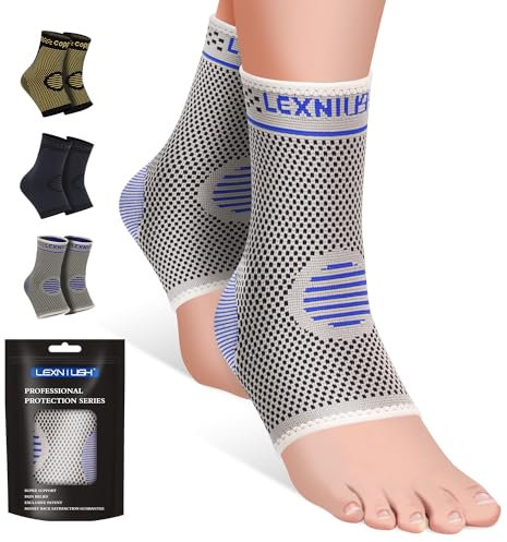 Lexniush 2 Pack Ankle Support for Sprained Ankle, Plantar Fasciitis Relief Achilles Tendonitis Support, Ankle Braces for Men & Women, Ankle Compression Socks Support for Ligament Damage, Sports
