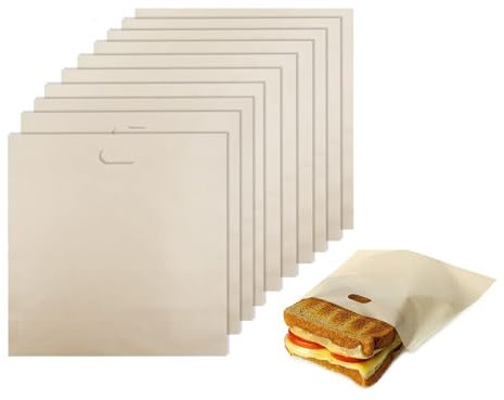 Bolsa Sandwich Tostadora, Bolsas para Tostada Antiadherente, Bolsas de Tostadora Antiadherentes, Bolsas para Tostadora, Bolsas de Tostadora, para Tostadas, Sándwich, Pizza, Queso, 10 Piezas
