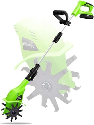Motobineuse de Jardin, cultivateur électrique sans Fil avec Batterie au Lithium Rechargeable de 4000 mAh et Chargeur, motoculteur portatif, motoculteur Rotatif, Jardin, Champ