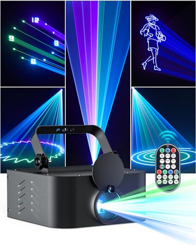 LeLeght Disco Light Party Light, 3D DIY Animationlight with Battery, App Controlled, Sound Controlled and DMX512 Beam Effects for Party Live Shows Club Halloween Christmas
