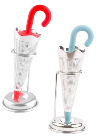 Garneck 2pcs Creative Tea Infuser Tea Strainer Umbrella Shape for Home Office Random Color