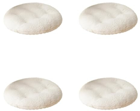 Factorys 4er Set Kurzes Plüschkissen, rundes Kissen, Stuhlkissen, weich und bequem für Esszimmer, Büro, Gartenstühle, Innenstuhl, Sitzkissen, 40x40cm (Weiß)