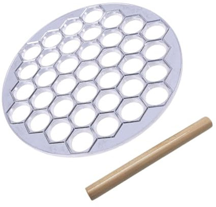 CIYODO Household Dumpling Mold and Kitchen Dumpling Maker 37-Hole Aluminum Alloy Multi-Hole Mold Rolling Pin for Home Cooking Set