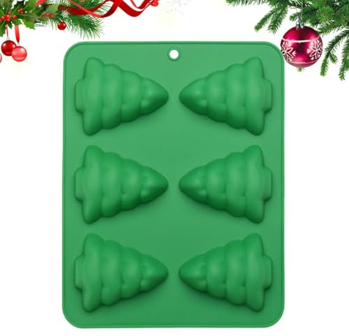 Stampi natalizi per fondente, stampi per cioccolatini, 6 cavità in silicone a di albero di Natale, stampo multiuso da cucina, accessori decorativi per torte, gelatine, budini