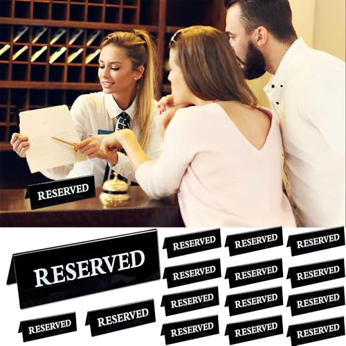 FGXY 15pcs Schwarz Acryl, Reserviert Tischaufsteller, Tisch-Sitzschild, Reserviert Tischschild, Info Schild, Kann Verwendet Werden Um Reservierte Positionen, Preise, Lebensmittelnamen