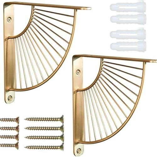 WYRGQIQN Gold Regalwinkel, Schwerlast Regalträger,Regalwinkel Schwerlastregal – Premium Winkelträger Set für Wandmontierte Schwerlastregale – Metalldesign mit Vintage Charme (Gold)
