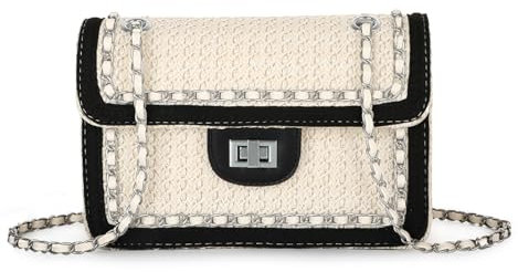Ynport Crefreak Damen Stroh Umhängetasche Sommer Strand Handtasche Quadrat Elegante Schulter Clutch Tasche Woven Flap Geldbörse