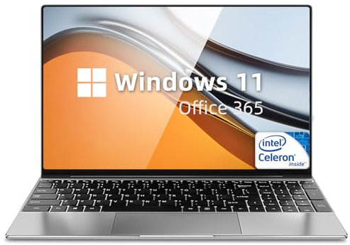 iSTYLE 15.6 Inch Laptop Windows 11 Pro with Office 365, Celeron N5095 16GB RAM 512GB SSD, 1080P Display Full HD Laptop, Dual Band WiFi, USB 3.0, HDMI, Fingerprint reader, Backlit Keyboard (Silver)