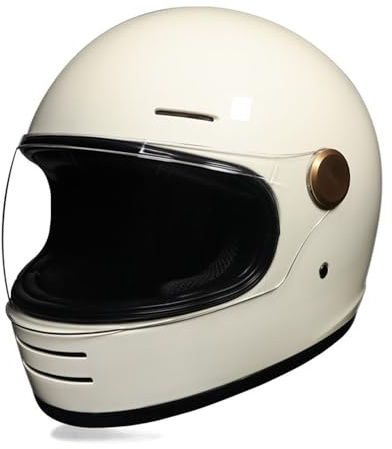 Full face Motorrad Helm Vintage Integralhelm Motorrad Scooter Retro Classic Crash Racing Touring ECEDOT geprüfter Helm,Atmungsaktiv und Warm für Erwachsene Männer Women