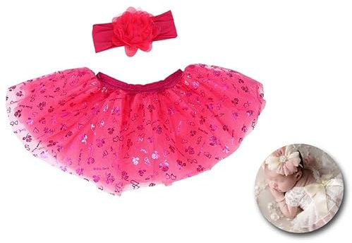 Partilandia | Newborn kit för barn: tutu och rosa blomma band (en storlek)