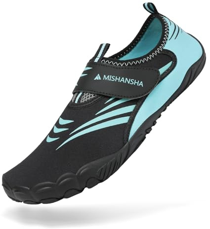 Mishansha Badeschuhe Damen Wasserschuhe Frauen Schwimmschuhe Rutschfeste Aquaschuhe Schnelltrocknende Strandschuhe Leicht Neoprenschuhe Wassersportschuhe Hellblau,GR.40