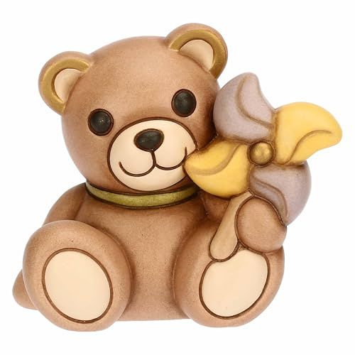 THUN - Teddy Primavera con girandola, piccolo - ceramica - Collezione Giardino di primavera - 9.2 x 6.2 x 8.5 cm