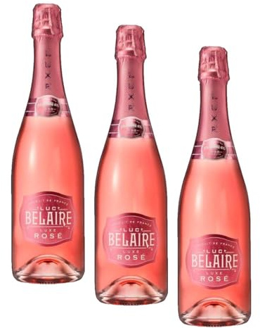 LUC BELAIRE Luxe Rosé demi-sec, französischer premium Schaumwein aus der Provence, 12,5% Vol., Cuvée mit Aromen von Erdbeeren & Himbeeren, 0,75 l (Packung mit 3)